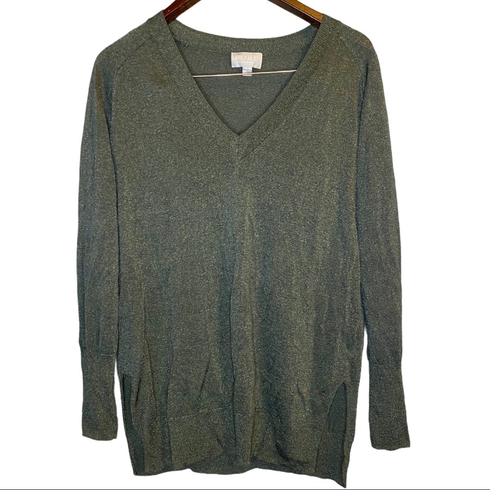 PURE Collection Green  Sparkly Lightweight Sweater